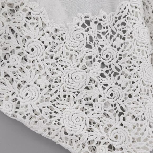 KOBI HALPERIN Open Front Cardigan Womens Small White Lace Crochet Wrap Draped - Picture 7 of 16